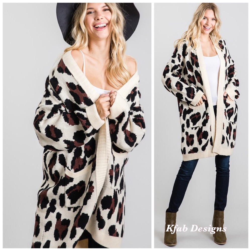 ❤️LAST! Luxe Leopard Print Pocket Sweater Cardigan - Picture 6 of 8